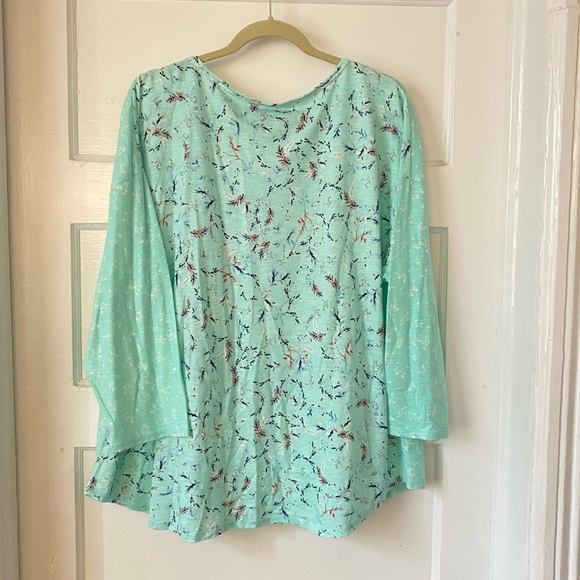 Westbound Blue Floral Crewneck Long Sleeve Top Size 2X NWT - Picture 3 of 8